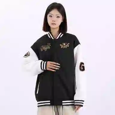 Gwola Baseball Boy Series Patchwork Colorblock Letter Print Baseball Jacket
