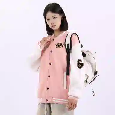 Gwola Baseball Boy Series Patchwork Colorblock Letter Print Baseball Jacket