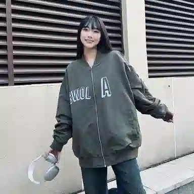 Gwola Logo Print Baseball Jacket