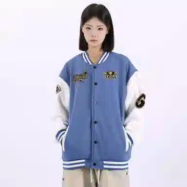 Gwola Baseball Boy Series Patchwork Colorblock Letter Print Baseball Jacket