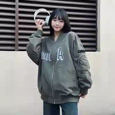 Gwola Logo Print Baseball Jacket