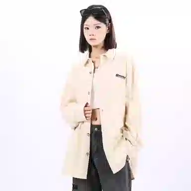 Gwola Basic Letter Print Long Sleeve Shirt