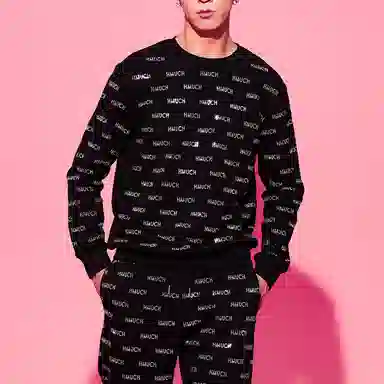 TCH Rhinestone Letter Sweatshirt Black Silver