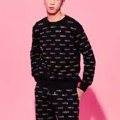 TCH Rhinestone Letter Sweatshirt Black Silver