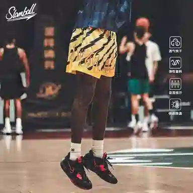 泡泡陷阱 美式短裤休闲宽松网眼透气高街个性潮流火焰印花运动锻炼跑步篮球裤 男女同款
