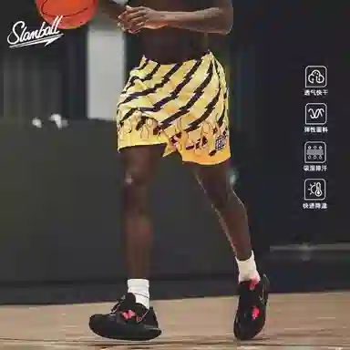 泡泡陷阱 美式短裤休闲宽松网眼透气高街个性潮流火焰印花运动锻炼跑步篮球裤 男女同款