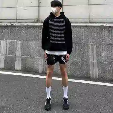 泡泡陷阱 美式高街复古黑色闪电图案印花健身训练休闲时尚运动速干短裤篮球裤 男女同款