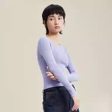 蕉下 纯色圆领休闲套头修身长袖毛衣 女款