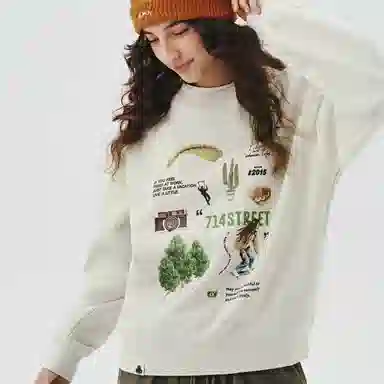 714STREET Retro Print Sweatshirt