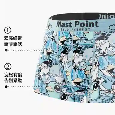 MAST POINT Plant Floral Cartoon Print Boxer Briefs 3-Pack