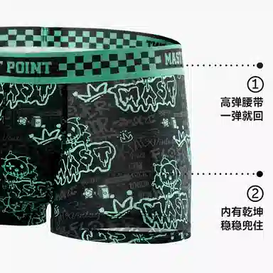 MAST POINT Plant Floral Cartoon Print Boxer Briefs 3-Pack