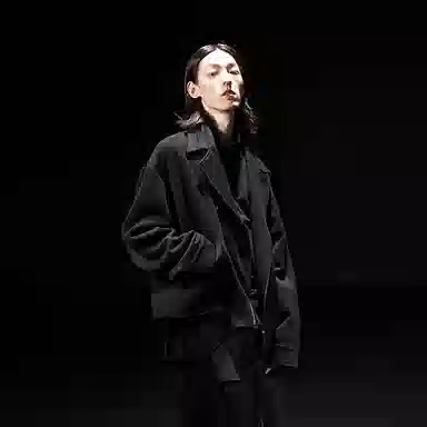 幻象者 原创设计宽松纯色短款长袖夹克外套 男女同款 黑色