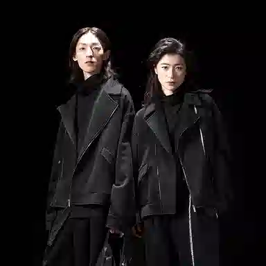 幻象者 原创设计宽松纯色短款长袖夹克外套 男女同款 黑色