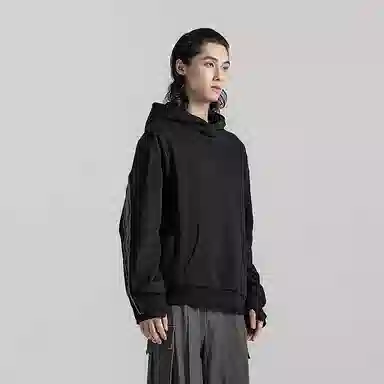 幻象者 日系简约纯色连帽卫衣 男女同款 黑色