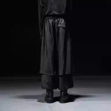 幻象者 原创设计双层阔腿裤休闲裤 男女同款 黑色