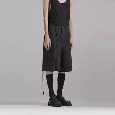 幻象者 宽松中腰薄款五分休闲短裤 男女同款 黑色