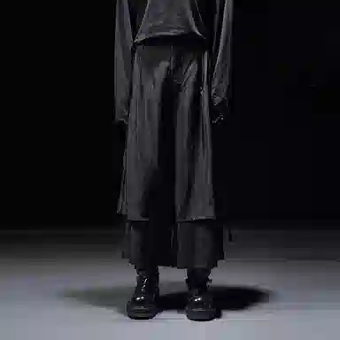 幻象者 原创设计双层阔腿裤休闲裤 男女同款 黑色