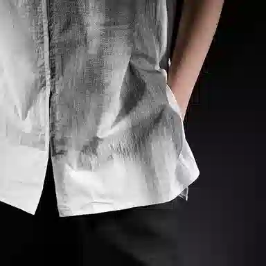 Huànxiàngzhě Original Design Zipper Washed Print Loose Thin Short Sleeve Shirt