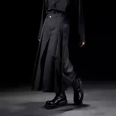 幻象者 原创设计解构八分武士裤宽松阔腿裙休闲裤 男女同款 黑色