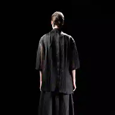 Huanzhe Sheer Short Sleeve Blazer Black