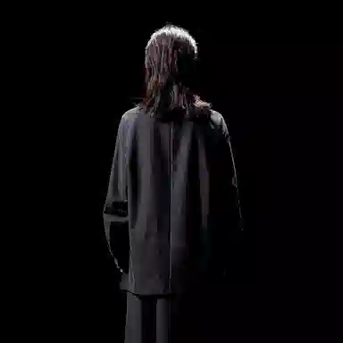 幻象者 原创设计条纹宽松中性风衬衣长袖衬衫 男女同款 黑色