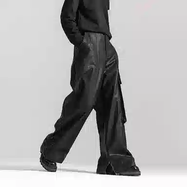 Huànxiàngzhě Original Design Cargo Wide-Leg Pants Black