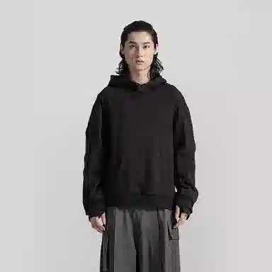 幻象者 日系简约纯色连帽卫衣 男女同款 黑色