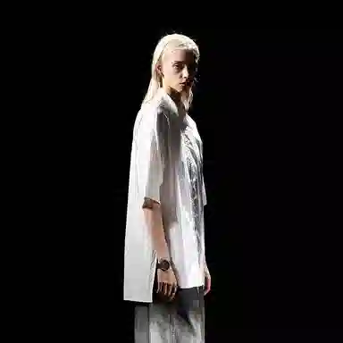 Huànxiàngzhě Original Design Zipper Washed Print Loose Thin Short Sleeve Shirt