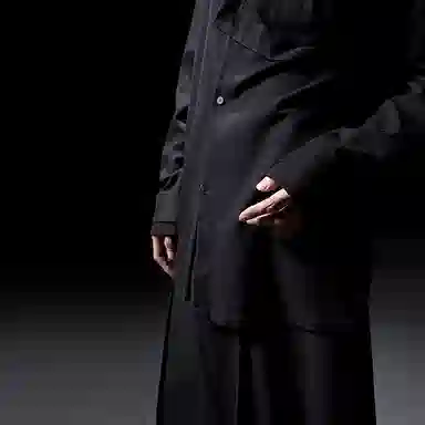 幻象者 原创设计条纹宽松中性风衬衣长袖衬衫 男女同款 黑色