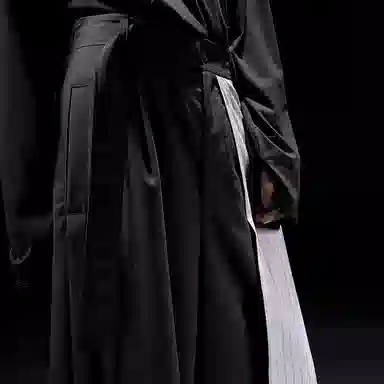 幻象者 原创设计八分武士裤阔腿休闲裤 男女同款 黑色