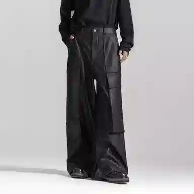 Huànxiàngzhě Original Design Cargo Wide-Leg Pants Black