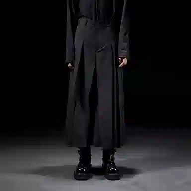 幻象者 原创设计解构八分武士裤宽松阔腿裙休闲裤 男女同款 黑色