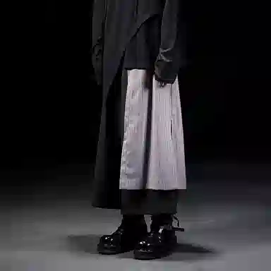 幻象者 原创设计八分武士裤阔腿休闲裤 男女同款 黑色