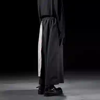 幻象者 原创设计八分武士裤阔腿休闲裤 男女同款 黑色