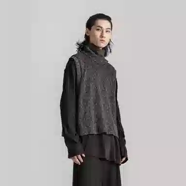Huànxiàngzhě Turtleneck Knit Vest Black