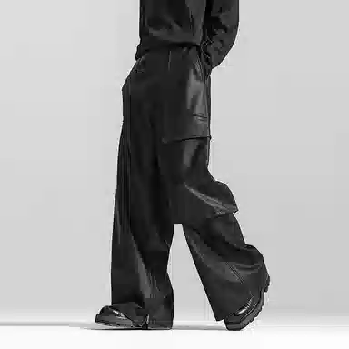 Huànxiàngzhě Original Design Cargo Wide-Leg Pants Black