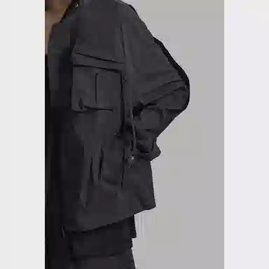幻象者 日系简约立体袋工装立领宽松夹克外套 男女同款 黑色