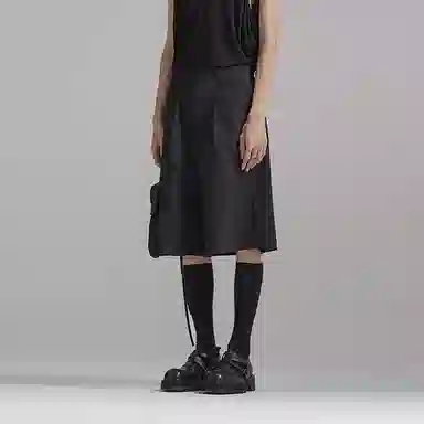 幻象者 宽松中腰薄款五分休闲短裤 男女同款 黑色