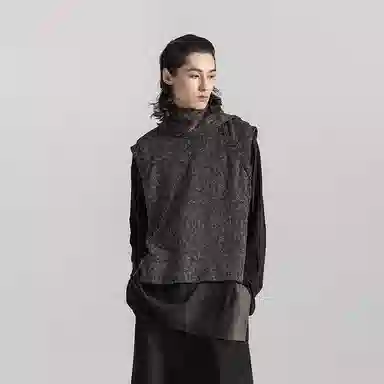 Huànxiàngzhě Turtleneck Knit Vest Black