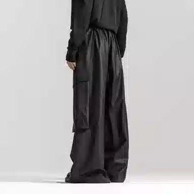 Huànxiàngzhě Original Design Cargo Wide-Leg Pants Black