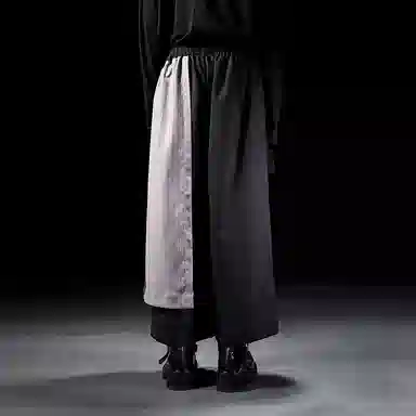 幻象者 原创设计八分武士裤阔腿休闲裤 男女同款 黑色