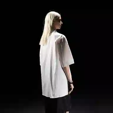 Huànxiàngzhě Original Design Zipper Washed Print Loose Thin Short Sleeve Shirt