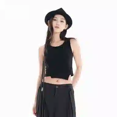Huanzhe Knitted Tank Top Black