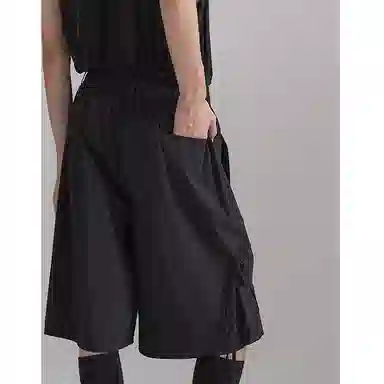 幻象者 宽松中腰薄款五分休闲短裤 男女同款 黑色