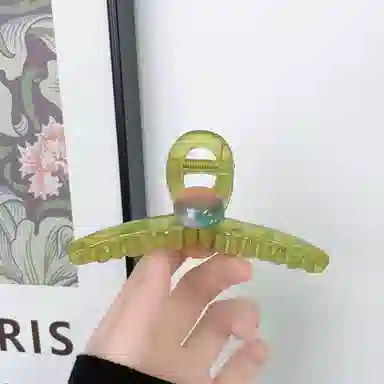 尚先生 冰透绿色亚克力抓夹彩色树脂圆珠鲨鱼夹后脑勺  发卡头饰 发夹 女款