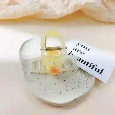 尚先生 仙气新款渐变浅黄色圆珠中号抓夹田园风夏季鲨鱼夹后脑勺发卡发夹 头饰 女款