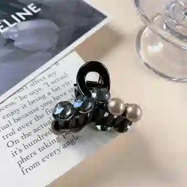 尚先生 简约珍珠亚克力小抓夹 时尚镶钻前额侧边夹 碎 头饰 发夹 女款