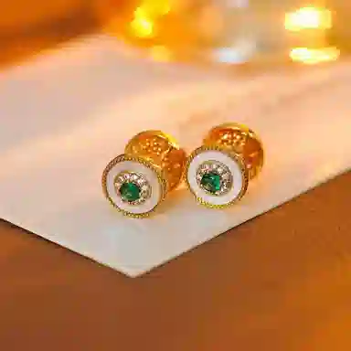 尚先生 高级感耳扣轻奢宫廷风时尚耳环简约天然白贝百搭 铜锆石 耳饰 女款