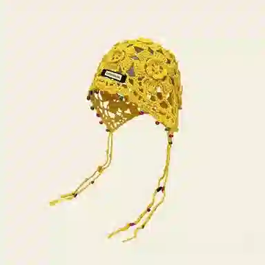 尚先生 波西米亚花朵流苏复古镂空民族风 针织 绒线帽 女款