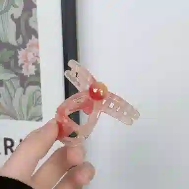 尚先生 夏季甜美简约抓夹温柔百搭渐变橙色中号鲨鱼夹发夹 发饰 女款